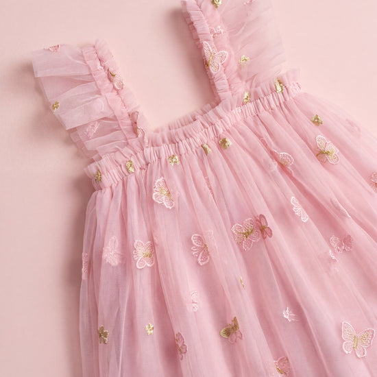 Sorbet Pink Butterfly Tulle Dress embroidered butterfly detail