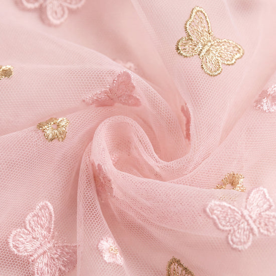 Sorbet Pink Butterfly Tulle Dress tulle fabric texture