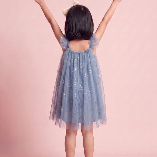 Bluebell Star Dress in blue, back