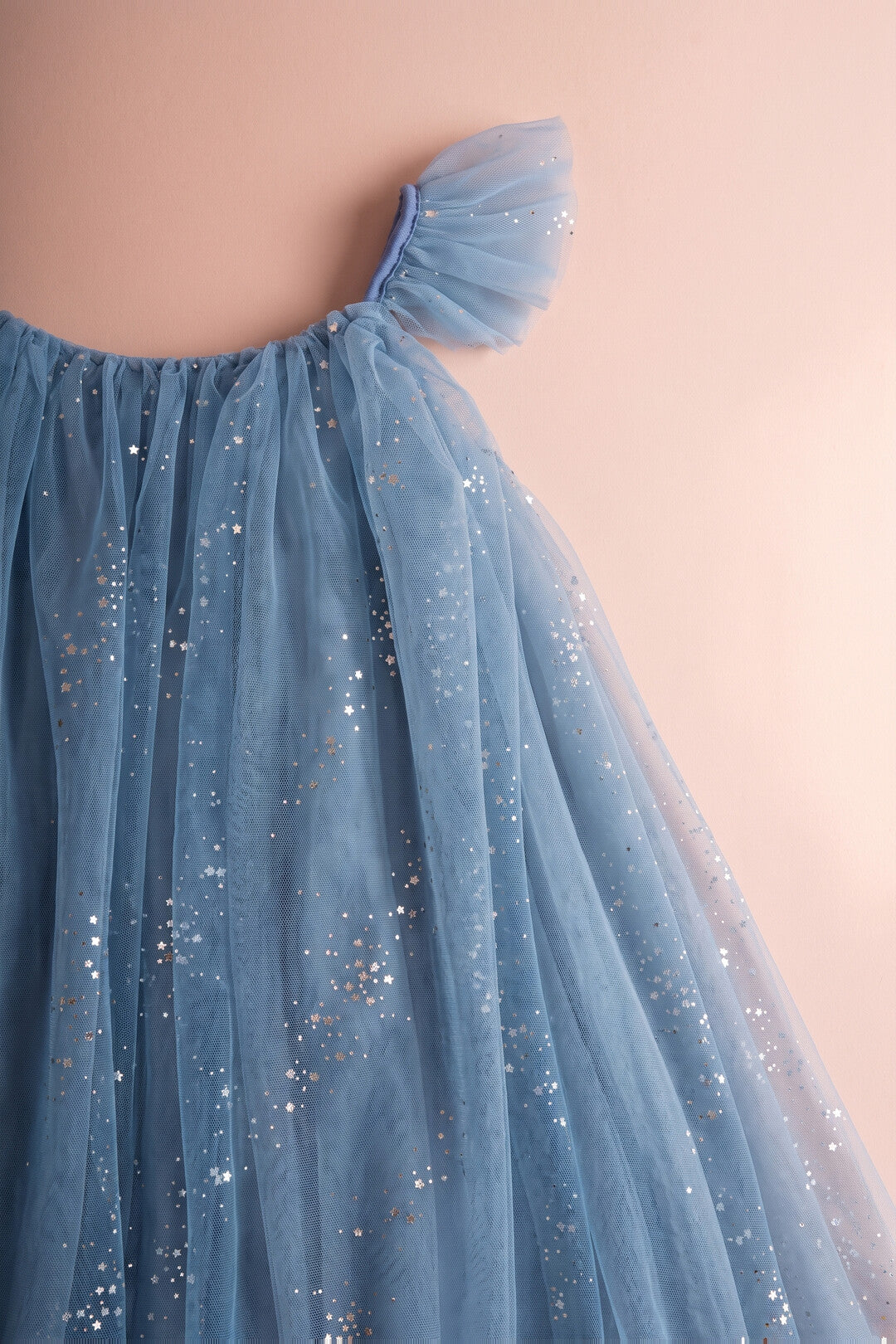 Bluebell Star Dress blue fabric detail, star sequin tulle