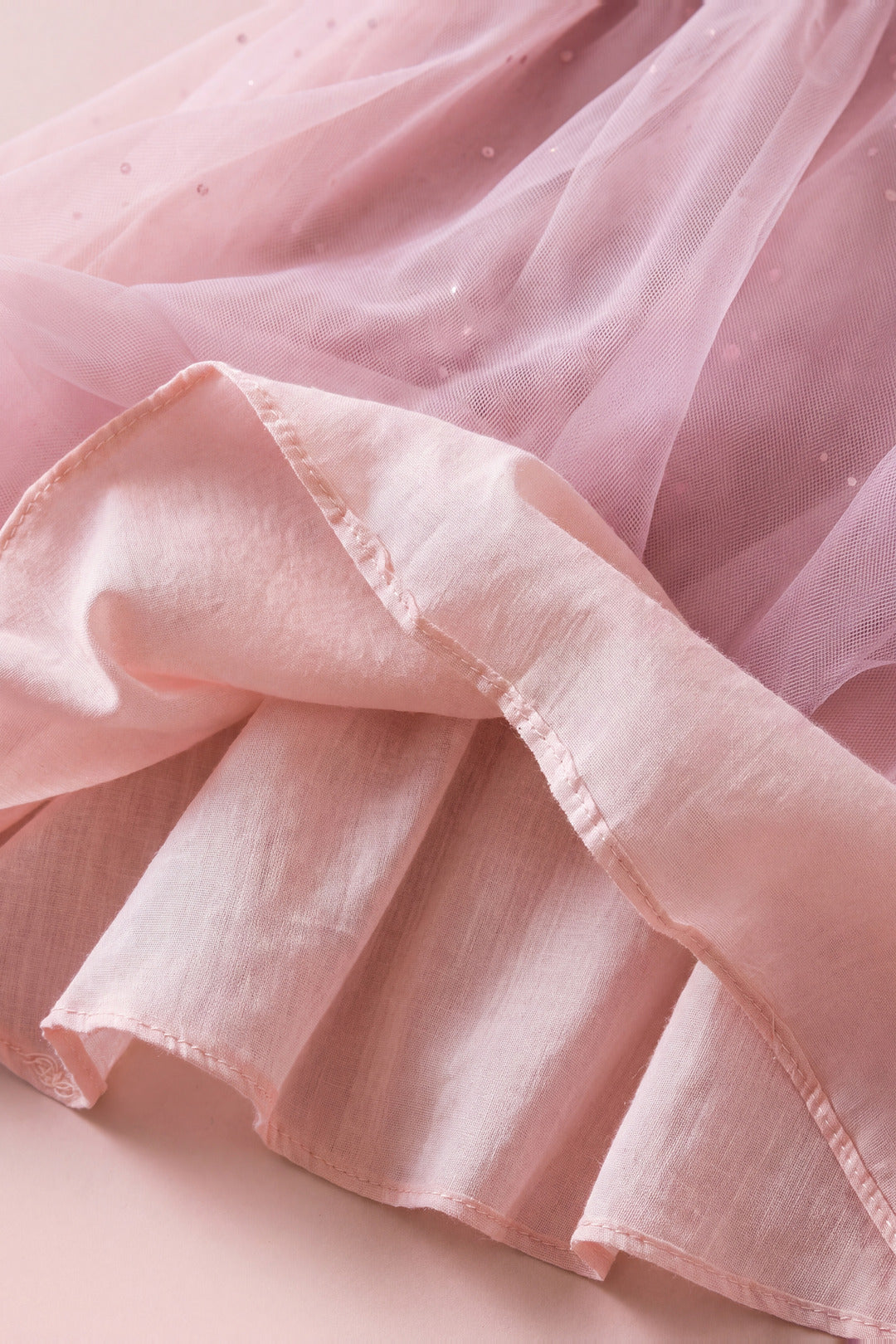Bluebell pink dress lining and tulle hem detail