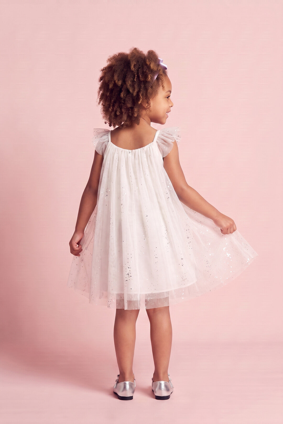 Bluebell Star Dress in white, back
