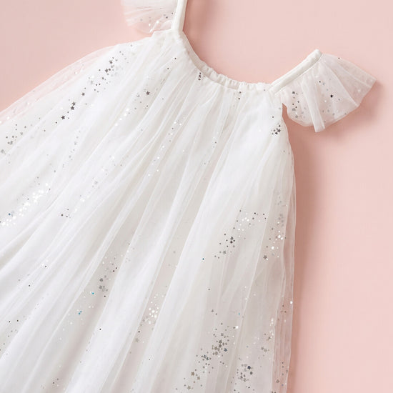 Bluebell Star Dress white fabric detail, star sequin tulle