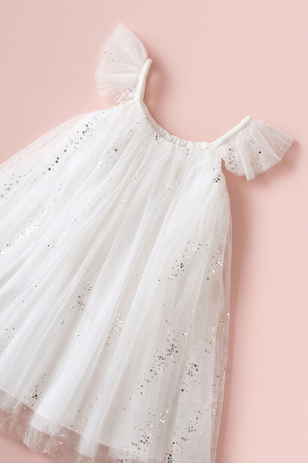 Bluebell Star Dress white fabric detail, star sequin tulle