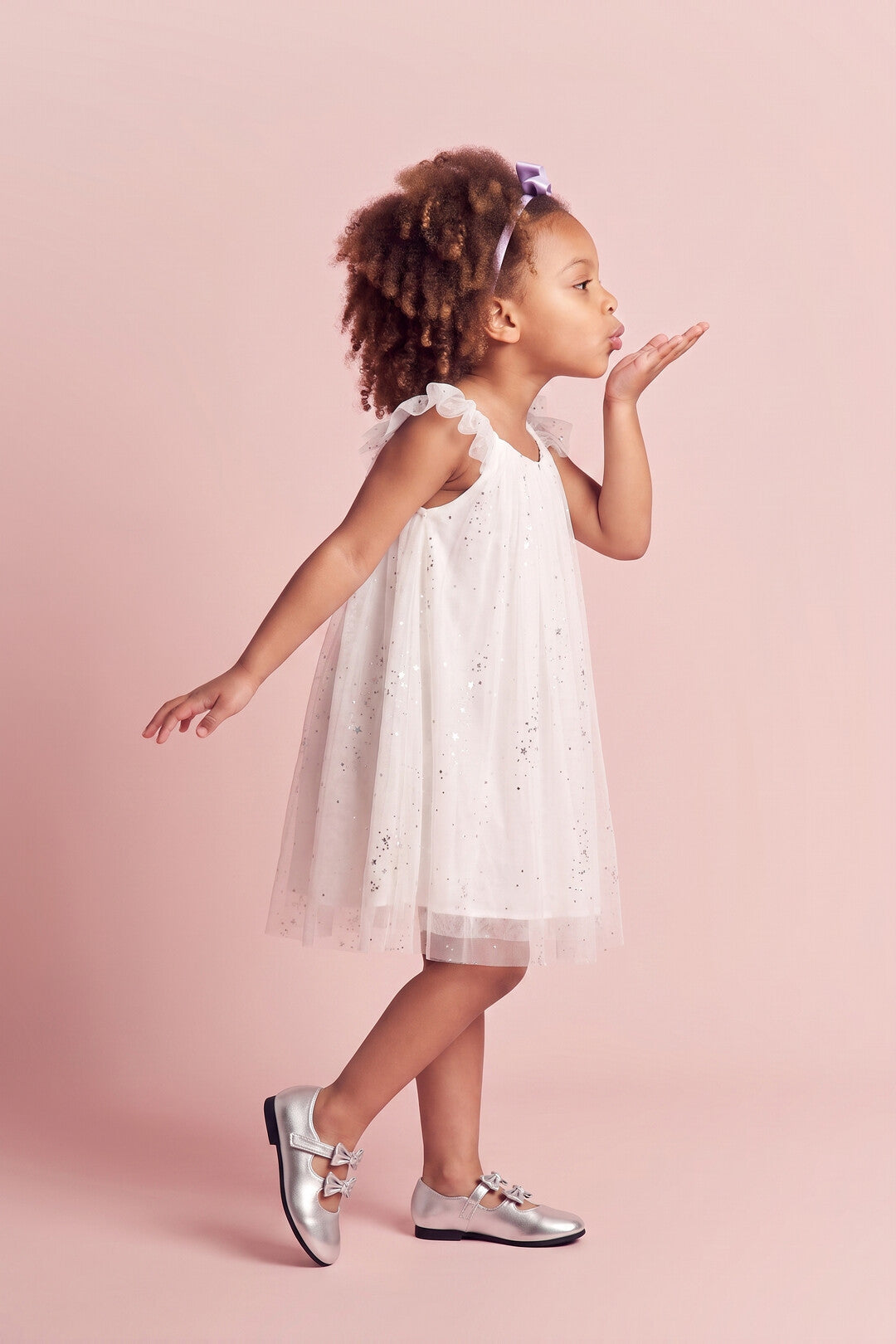 Bluebell Star Dress in white, side