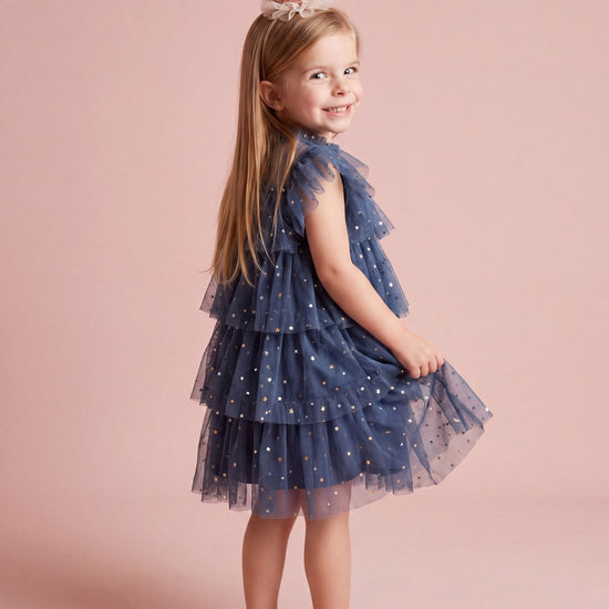 Celeste Dress in denim blue, back
