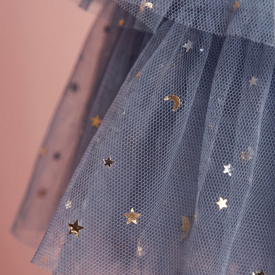Celeste Dress dusty blue star moon tulle texture