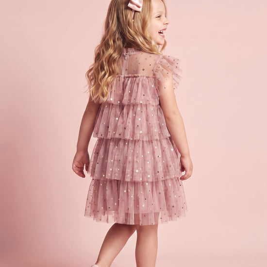 Celeste Dress in dusty pink, back