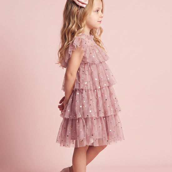 Celeste Dress in dusty pink, side