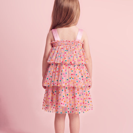 Confetti Dot Dress in pink, back