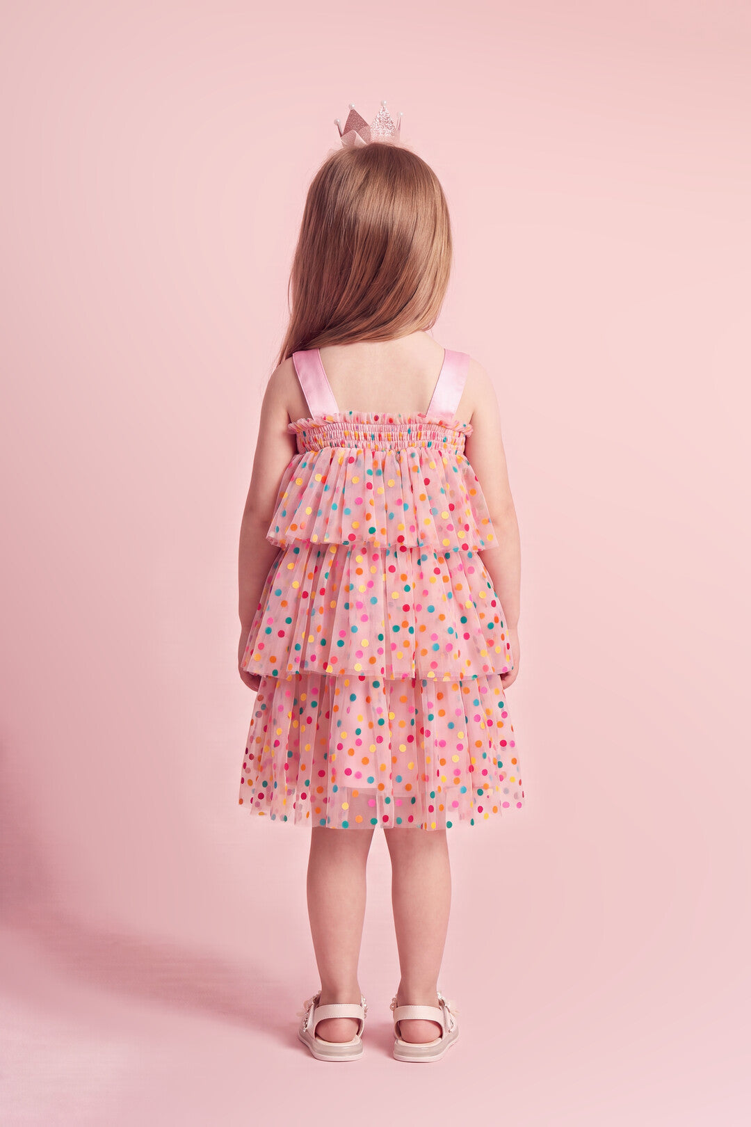 Confetti Dot Dress in pink, back