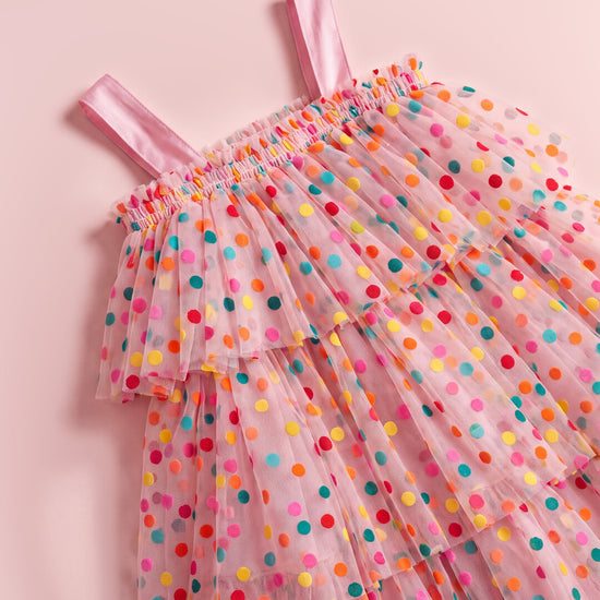 Confetti Dot Dress shirred top and confetti dot detail
