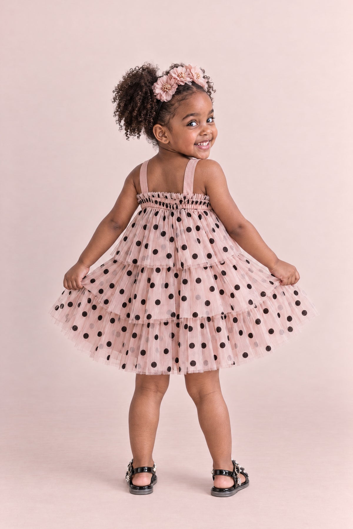 Confetti Dot Blush Polka Dot Dress, back