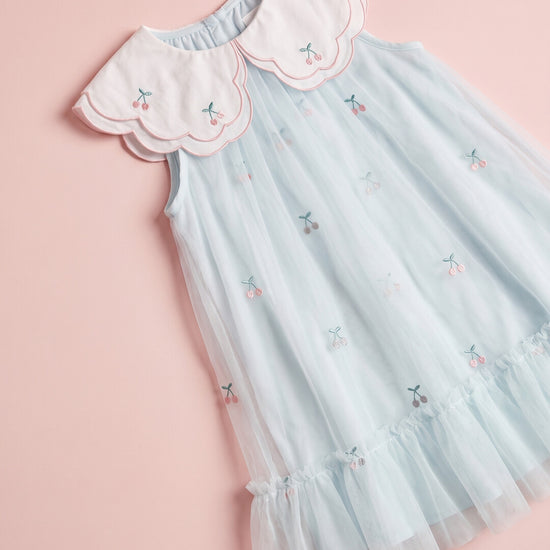 Forget Me Not Dress cherry embroidered collar detail