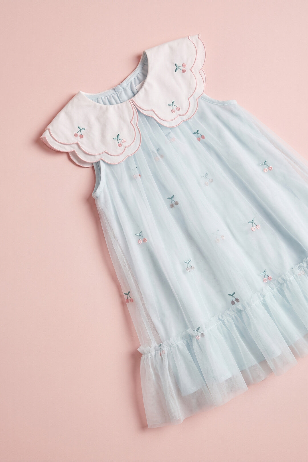 Forget Me Not Dress cherry embroidered collar detail