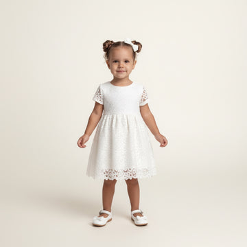 Girl in white lace summer dress