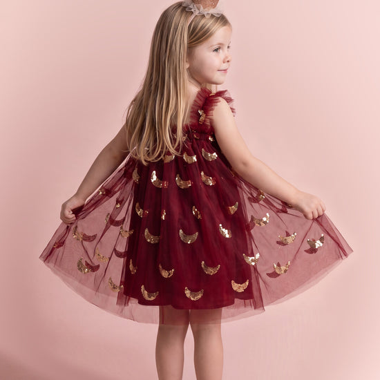 Midnight Star Dress in burgundy, back