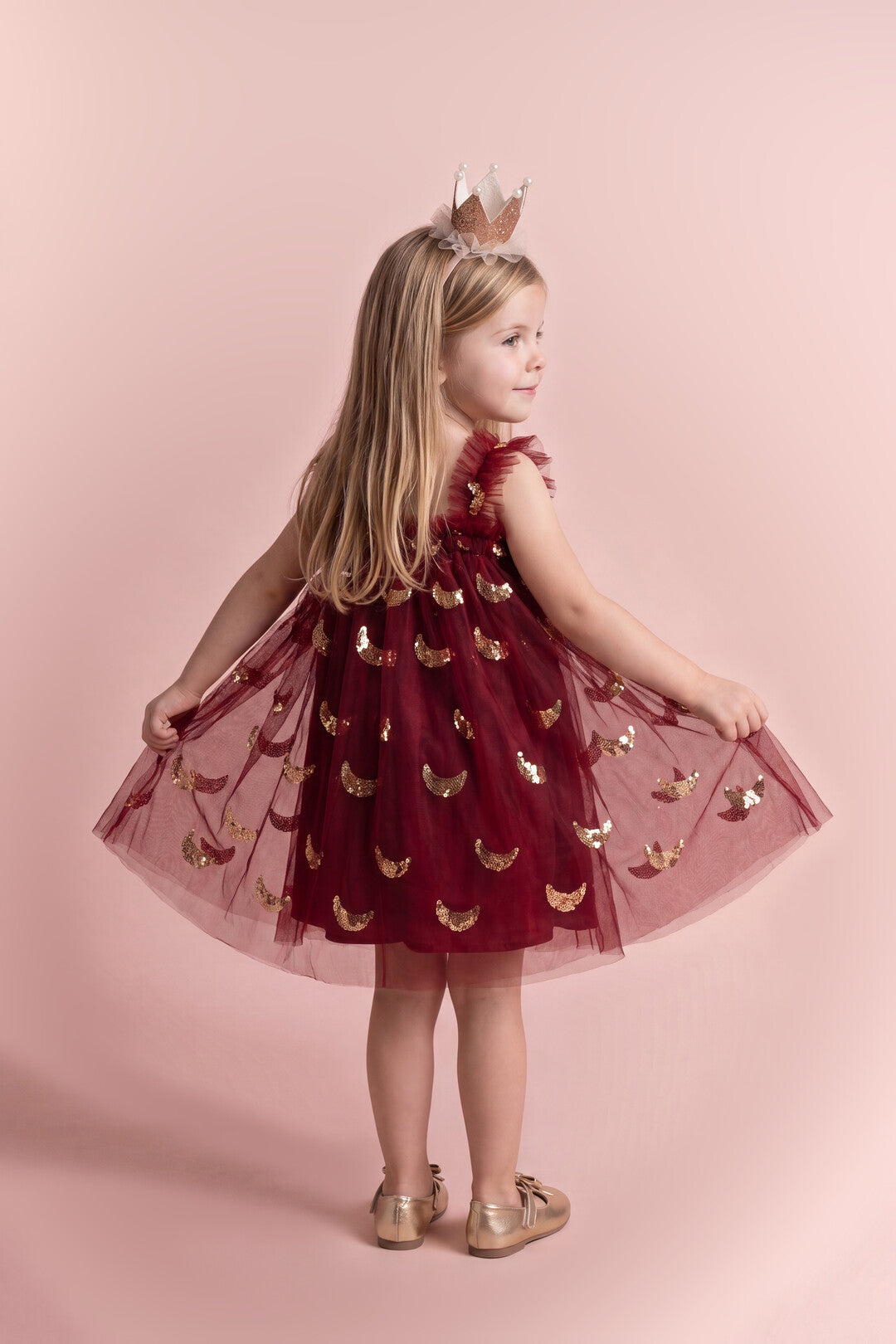 Midnight Star Dress in burgundy, back