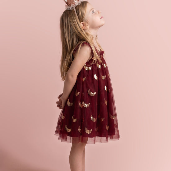 Midnight Star Dress in burgundy, side