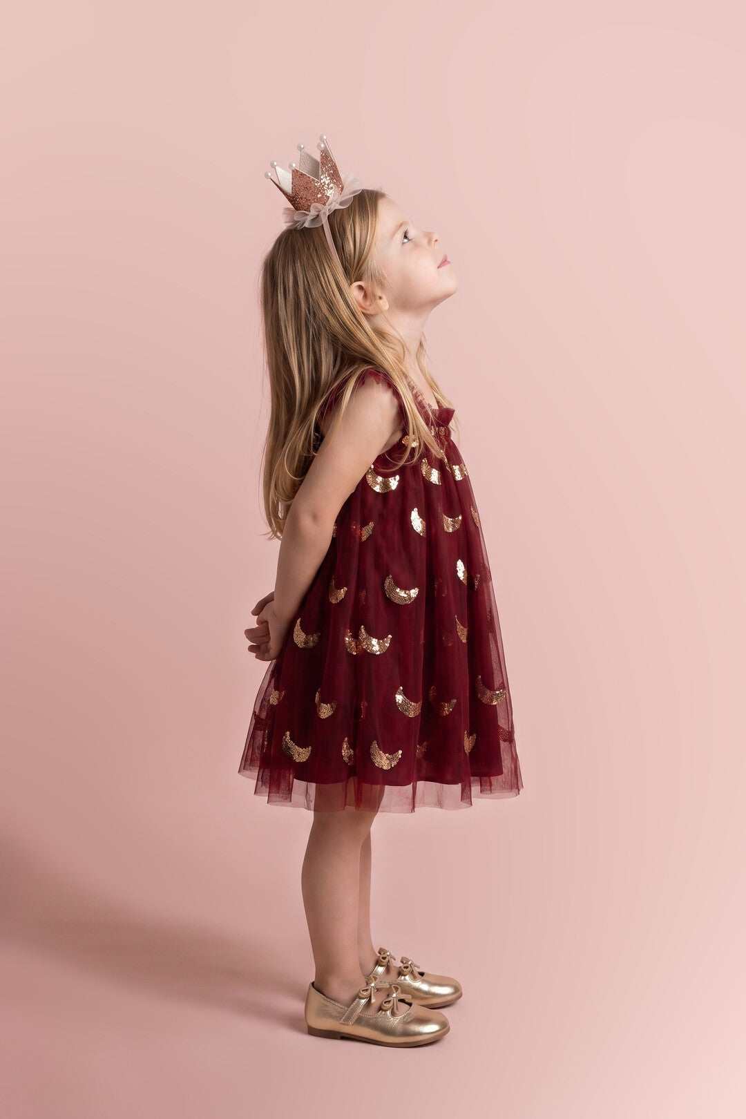 Midnight Star Dress in burgundy, side