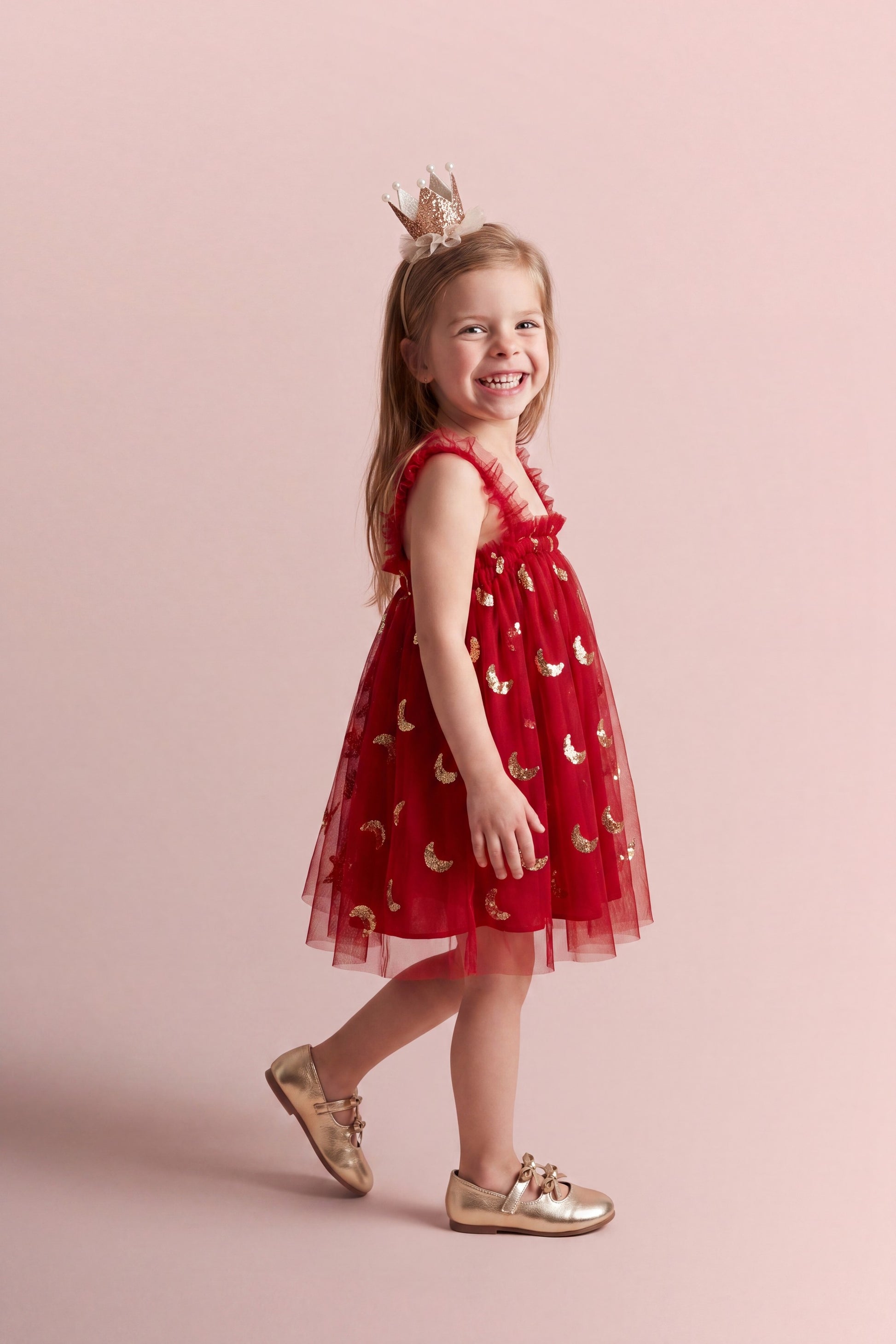 Midnight Burgundy Formal Dress, side view showing the depth of the tulle skirt