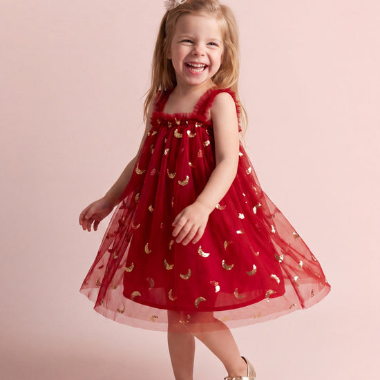 Midnight Burgundy Formal Dress, three quarter view showing the full tulle skirt