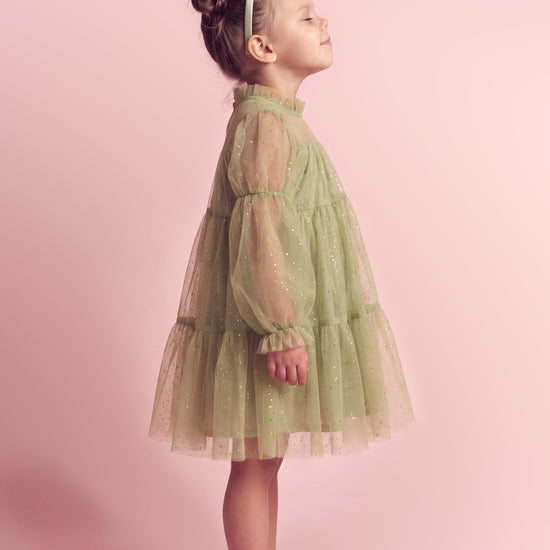 Meadow sage green tulle dress side