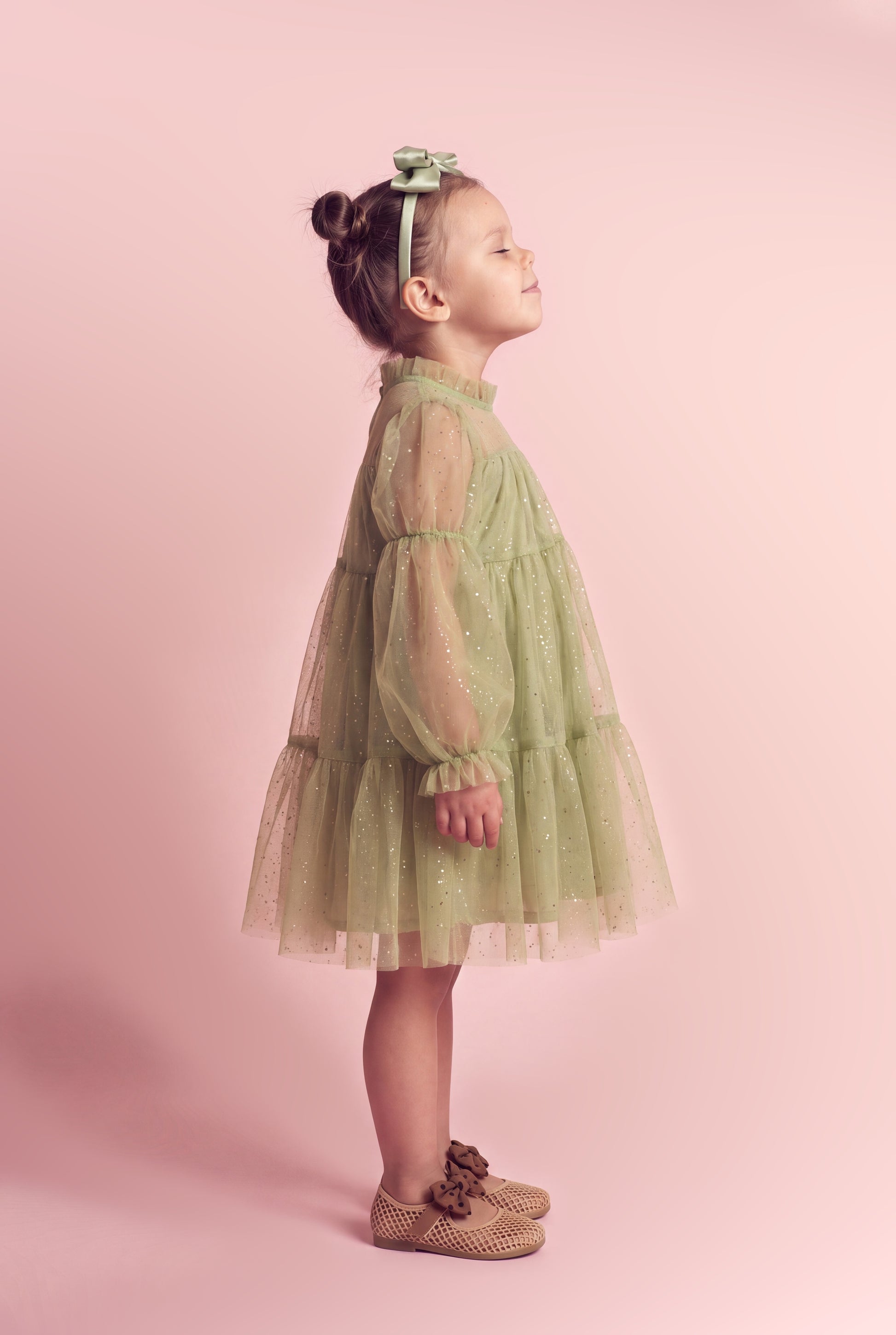 Meadow sage green tulle dress side