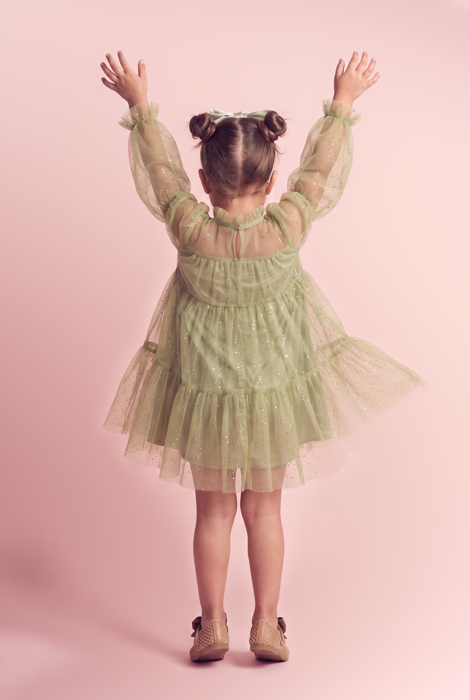 Meadow sage green tulle dress back