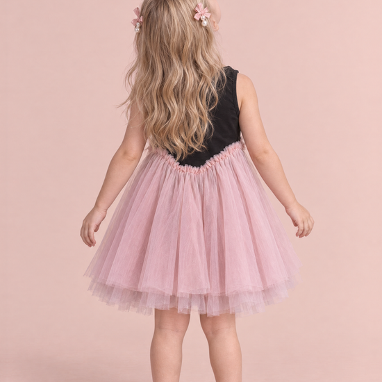 Odette Black and Pink Tutu Party Dress, back view, looking up
