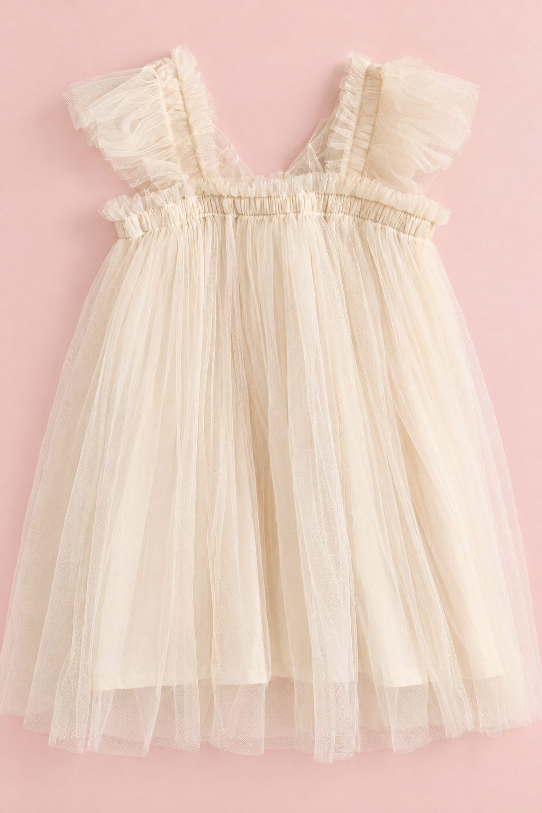 Papillon Ivory Butterfly Back Flower Girl Dress, flat lay