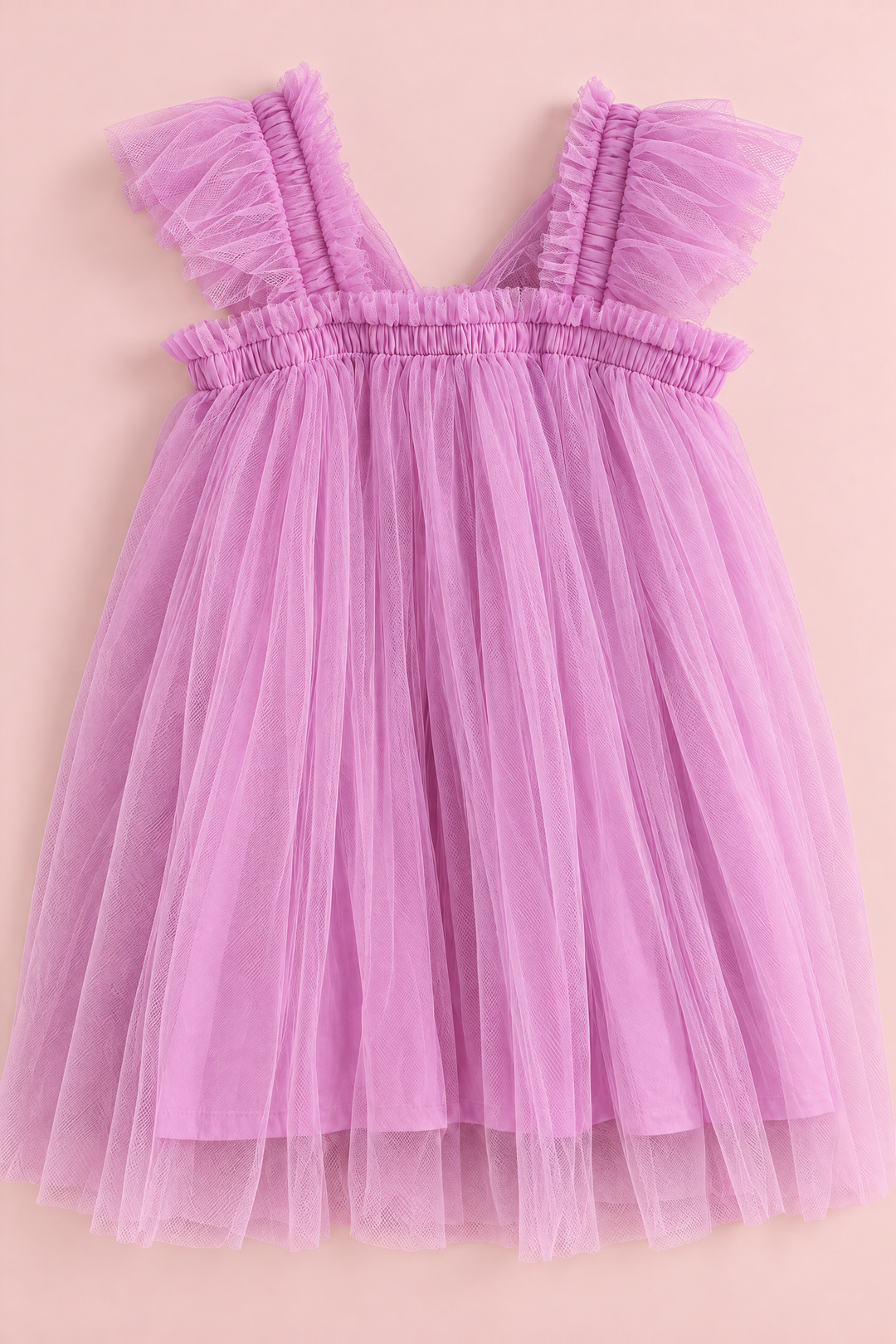 Papillon Orchid Butterfly Back Flower Girl Dress, flat lay