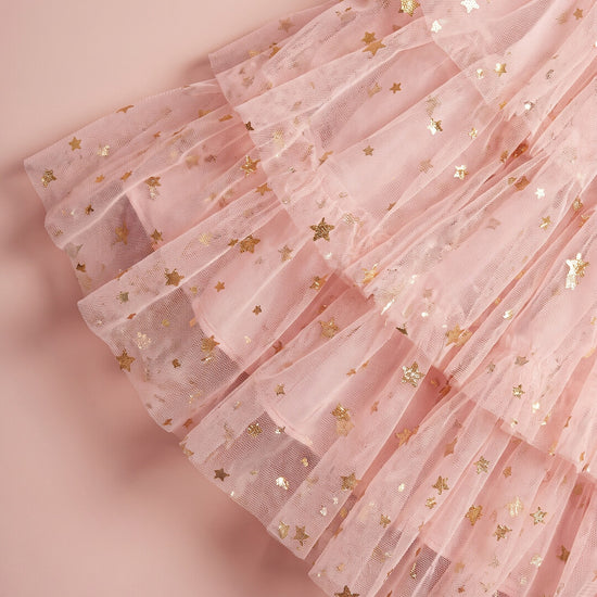 Petal Star Dress fabric detail, glitter star tulle