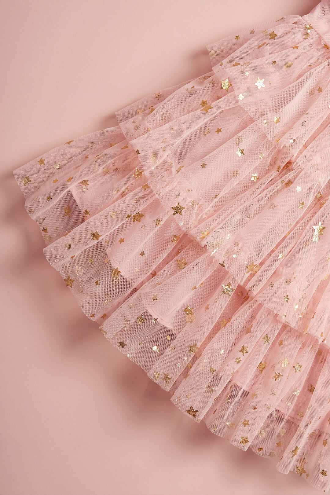 Petal Star Dress fabric detail, glitter star tulle