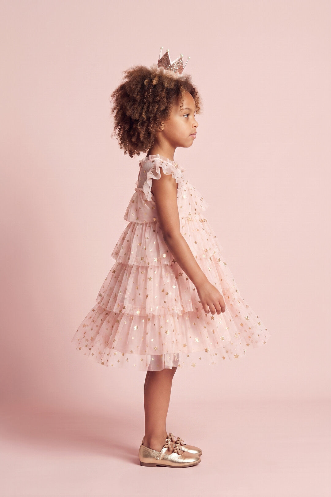 Petal Star Dress in blush pink, side
