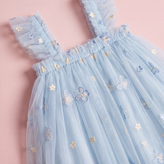 Sorbet blue embroidered butterfly detail