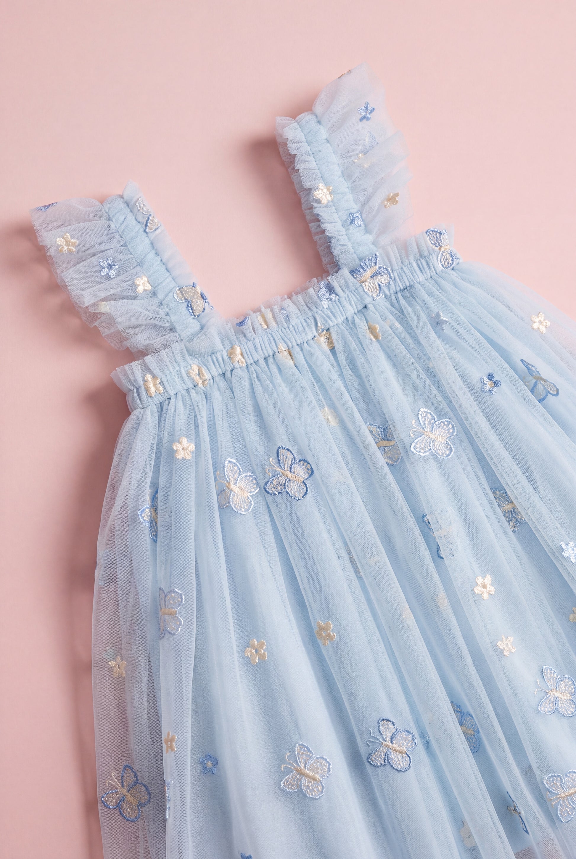 Sorbet blue embroidered butterfly detail
