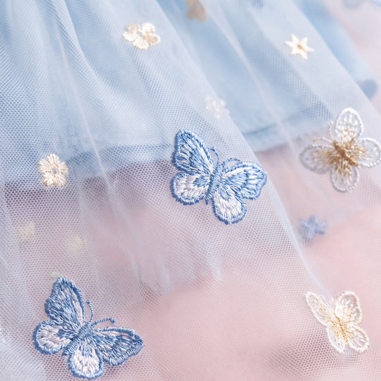 Sorbet blue tulle fabric texture