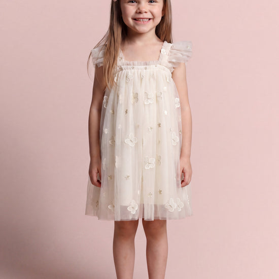 Sorbet ivory butterfly tulle dress front
