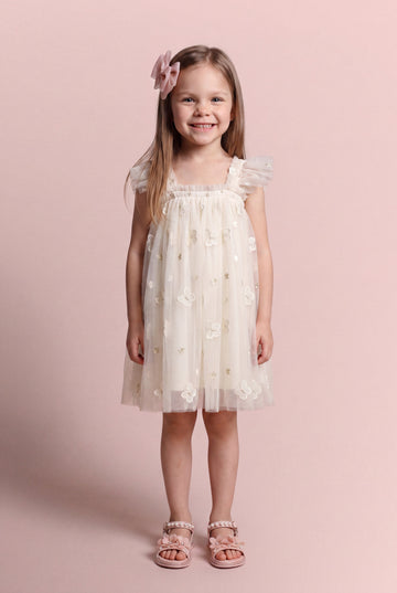 Sorbet ivory butterfly tulle dress front