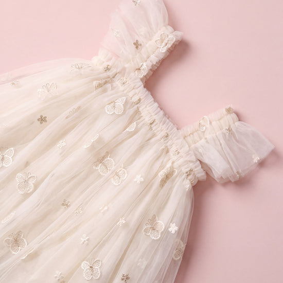Sorbet ivory embroidered butterfly detail