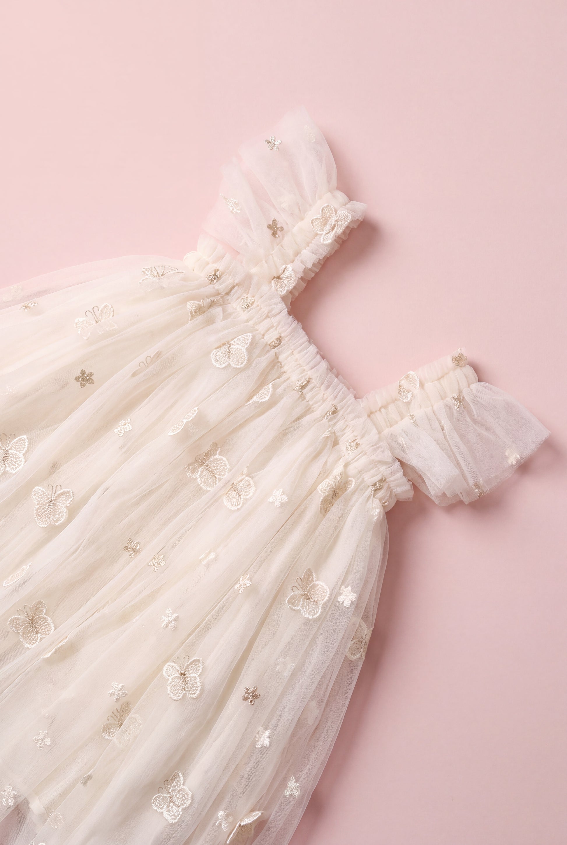 Sorbet ivory embroidered butterfly detail