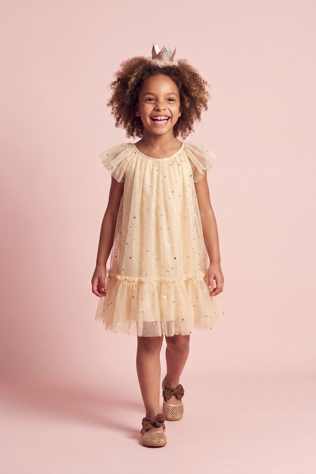 Starlight Dress in cream, three quarter twirl
