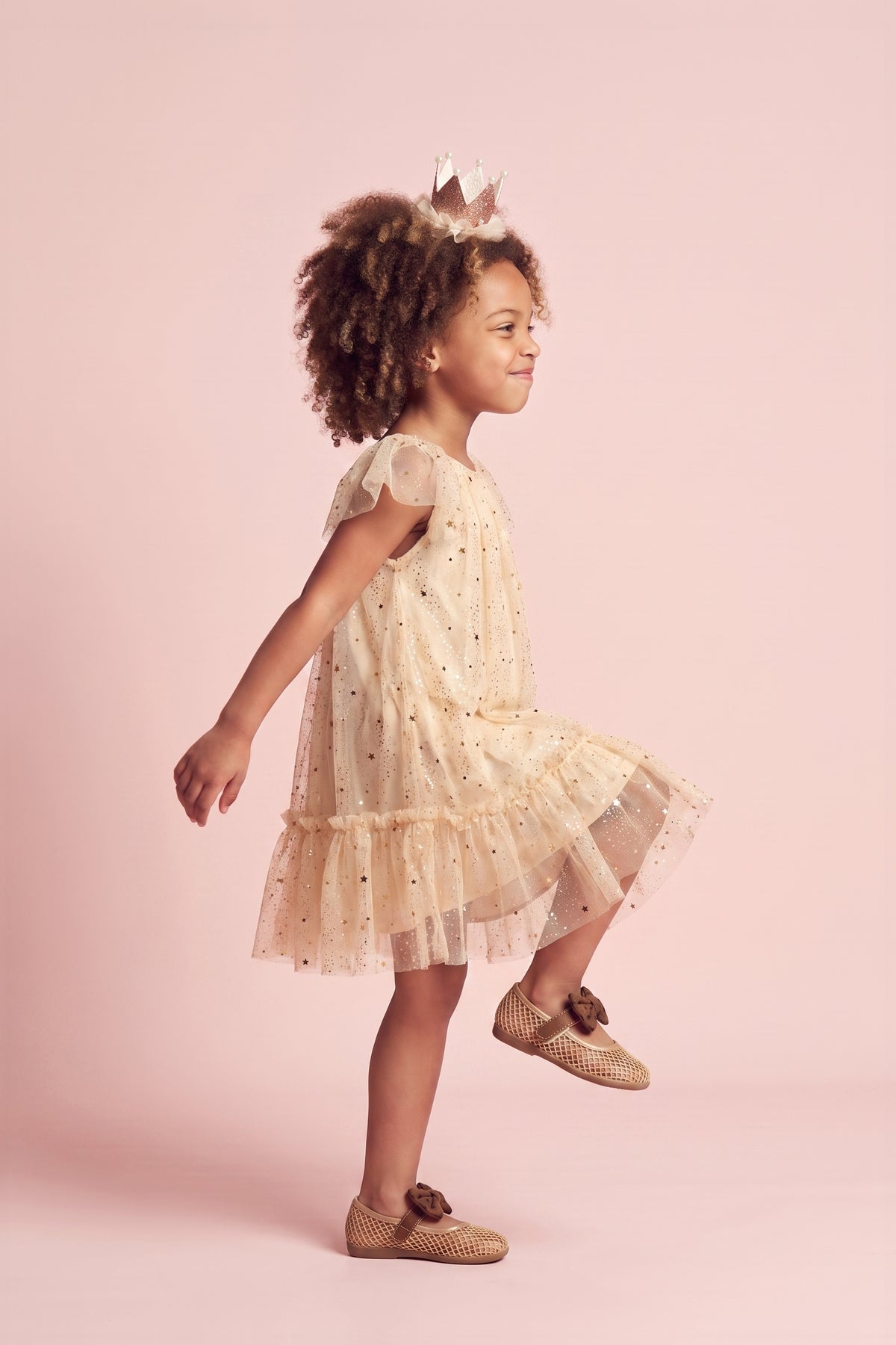 Starlight Ivory Tulle Flower Girl Dress, side profile